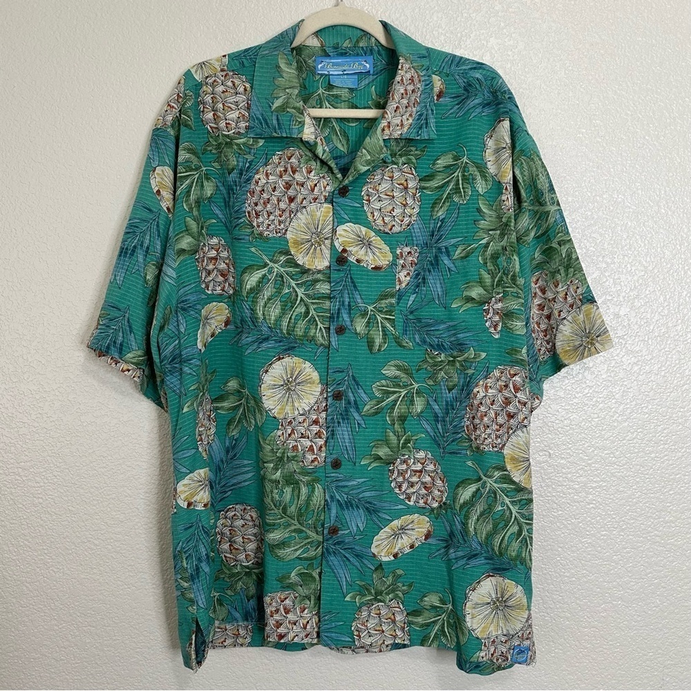 Bermuda Bay 100% Silk Men's Hawaiian Button Down Shirt, Sz Large